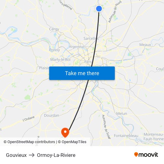 Gouvieux to Ormoy-La-Riviere map