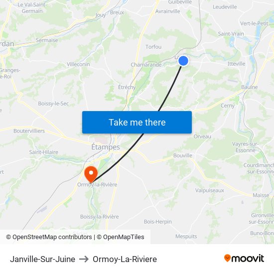 Janville-Sur-Juine to Ormoy-La-Riviere map