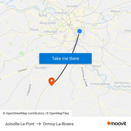 Joinville-Le-Pont to Ormoy-La-Riviere map