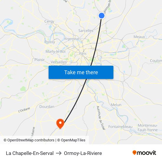 La Chapelle-En-Serval to Ormoy-La-Riviere map