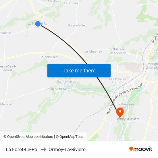 La Foret-Le-Roi to Ormoy-La-Riviere map