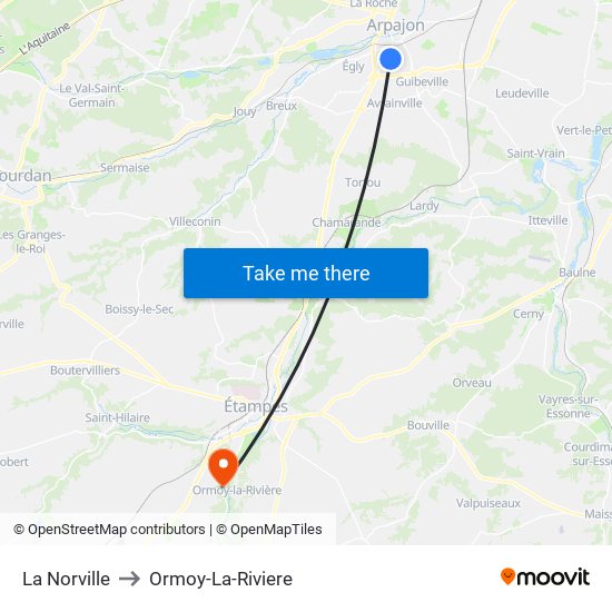La Norville to Ormoy-La-Riviere map