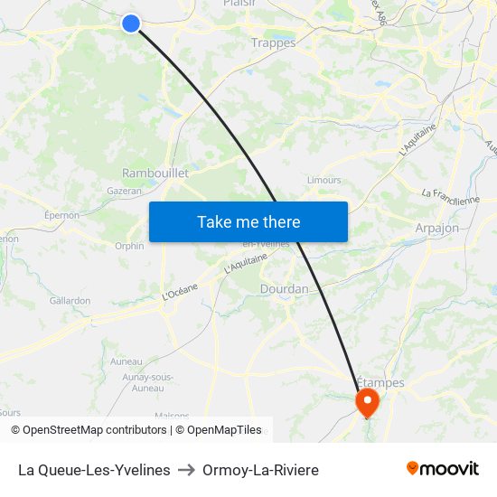 La Queue-Les-Yvelines to Ormoy-La-Riviere map