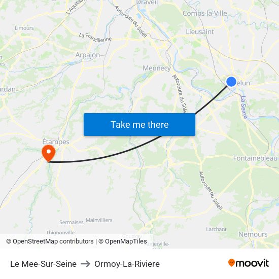 Le Mee-Sur-Seine to Ormoy-La-Riviere map