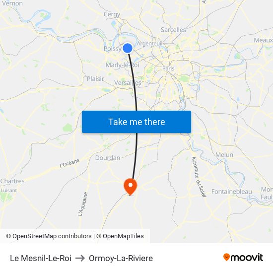 Le Mesnil-Le-Roi to Ormoy-La-Riviere map