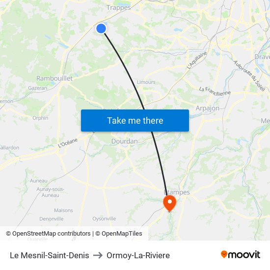 Le Mesnil-Saint-Denis to Ormoy-La-Riviere map