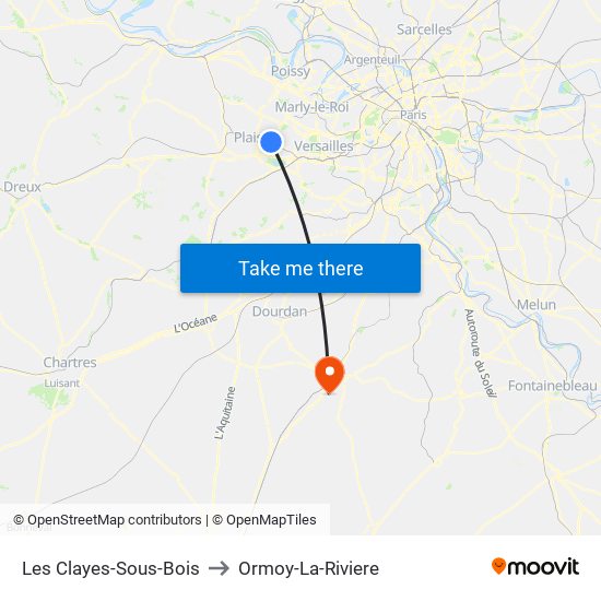 Les Clayes-Sous-Bois to Ormoy-La-Riviere map