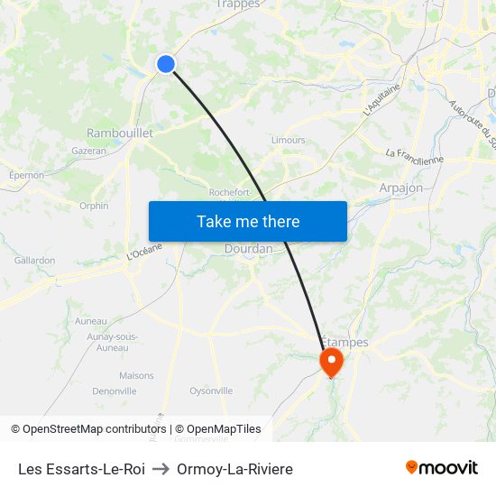 Les Essarts-Le-Roi to Ormoy-La-Riviere map