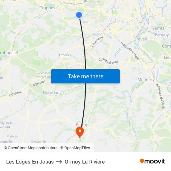 Les Loges-En-Josas to Ormoy-La-Riviere map