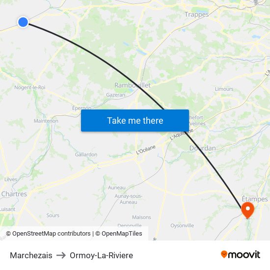 Marchezais to Ormoy-La-Riviere map