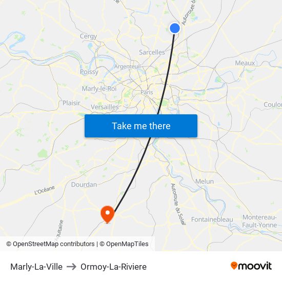 Marly-La-Ville to Ormoy-La-Riviere map
