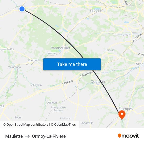 Maulette to Ormoy-La-Riviere map