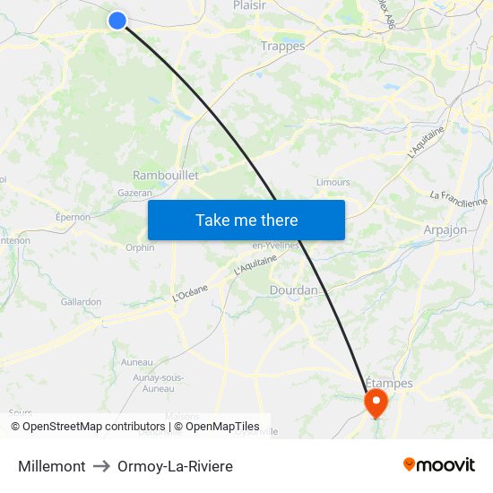 Millemont to Ormoy-La-Riviere map