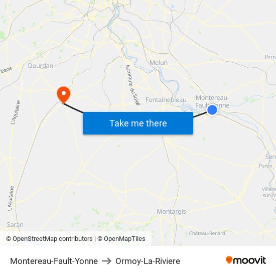 Montereau-Fault-Yonne to Ormoy-La-Riviere map