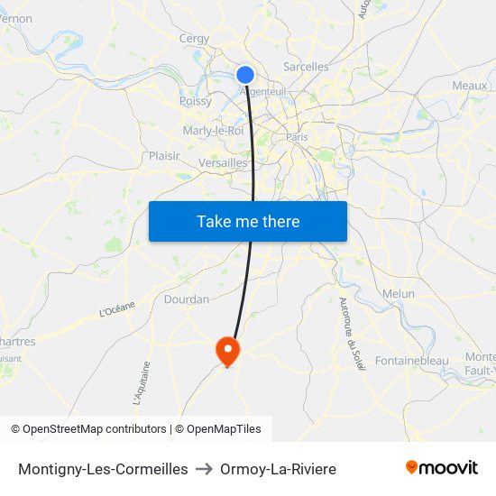 Montigny-Les-Cormeilles to Ormoy-La-Riviere map