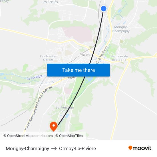 Morigny-Champigny to Ormoy-La-Riviere map