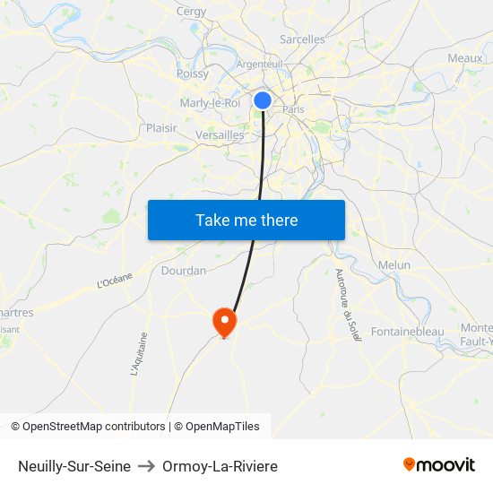 Neuilly-Sur-Seine to Ormoy-La-Riviere map