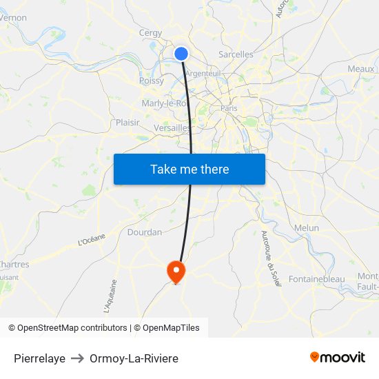 Pierrelaye to Ormoy-La-Riviere map