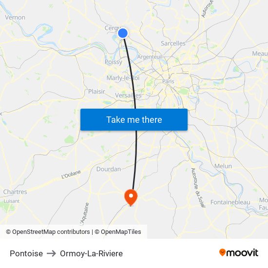 Pontoise to Ormoy-La-Riviere map