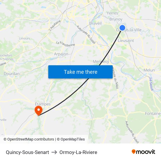 Quincy-Sous-Senart to Ormoy-La-Riviere map