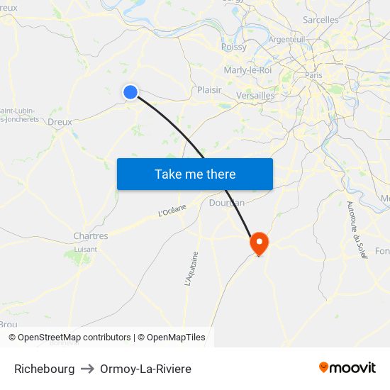 Richebourg to Ormoy-La-Riviere map