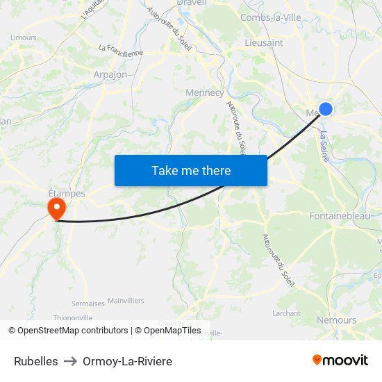 Rubelles to Ormoy-La-Riviere map