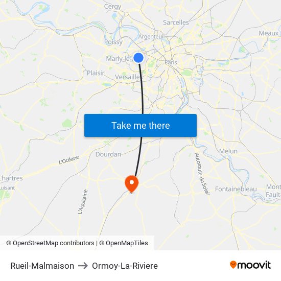 Rueil-Malmaison to Ormoy-La-Riviere map