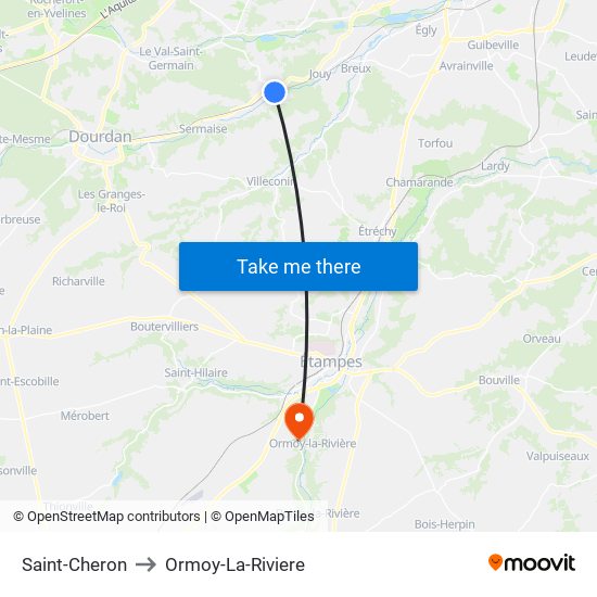 Saint-Cheron to Ormoy-La-Riviere map