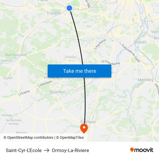 Saint-Cyr-L'Ecole to Ormoy-La-Riviere map