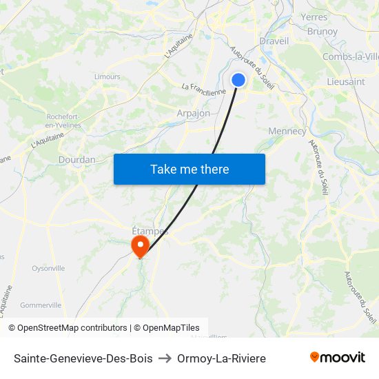 Sainte-Genevieve-Des-Bois to Ormoy-La-Riviere map