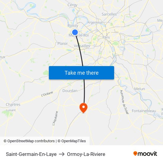 Saint-Germain-En-Laye to Ormoy-La-Riviere map