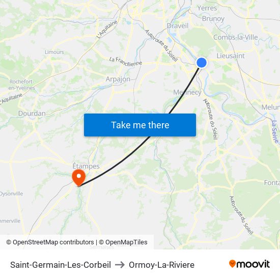 Saint-Germain-Les-Corbeil to Ormoy-La-Riviere map