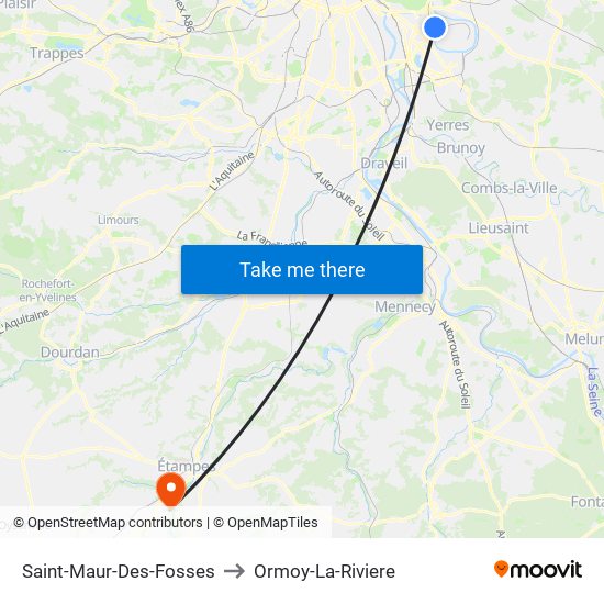 Saint-Maur-Des-Fosses to Ormoy-La-Riviere map