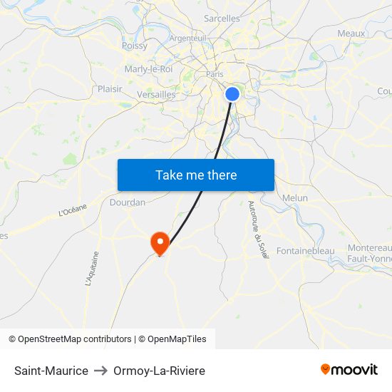 Saint-Maurice to Ormoy-La-Riviere map