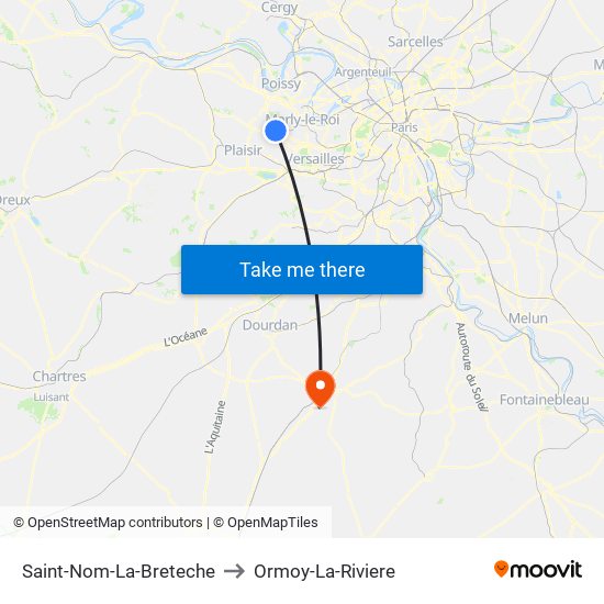 Saint-Nom-La-Breteche to Ormoy-La-Riviere map
