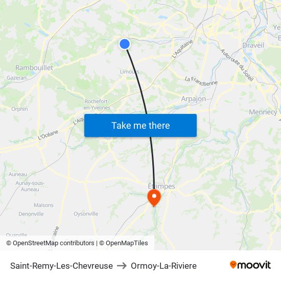 Saint-Remy-Les-Chevreuse to Ormoy-La-Riviere map