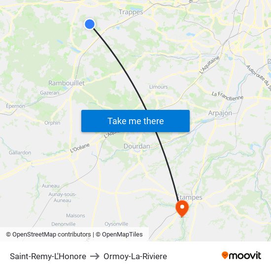 Saint-Remy-L'Honore to Ormoy-La-Riviere map