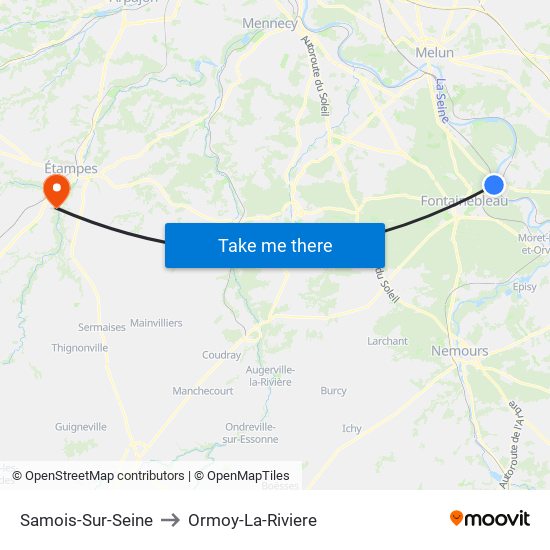 Samois-Sur-Seine to Ormoy-La-Riviere map