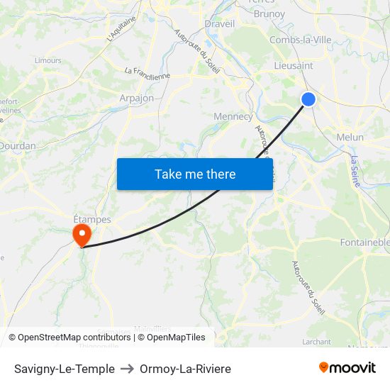 Savigny-Le-Temple to Ormoy-La-Riviere map