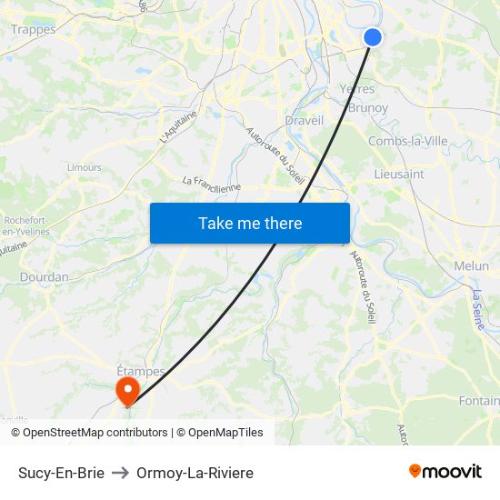 Sucy-En-Brie to Ormoy-La-Riviere map