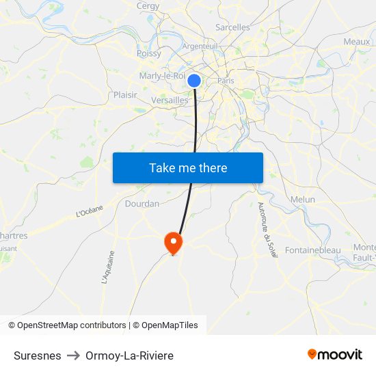 Suresnes to Ormoy-La-Riviere map