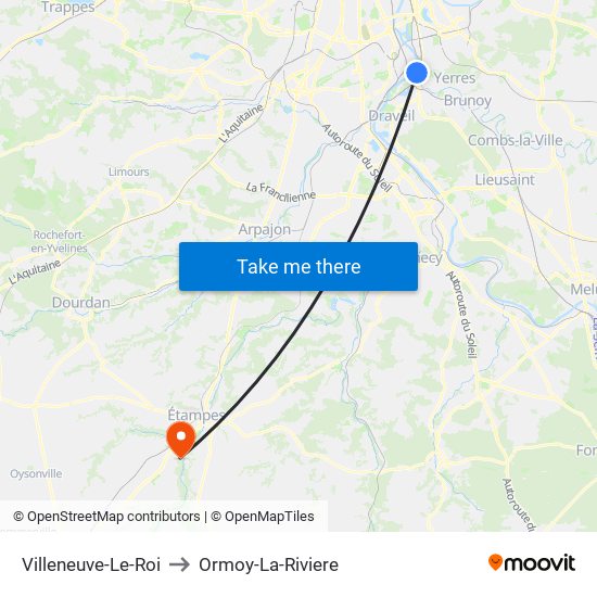 Villeneuve-Le-Roi to Ormoy-La-Riviere map