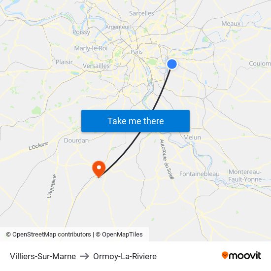 Villiers-Sur-Marne to Ormoy-La-Riviere map