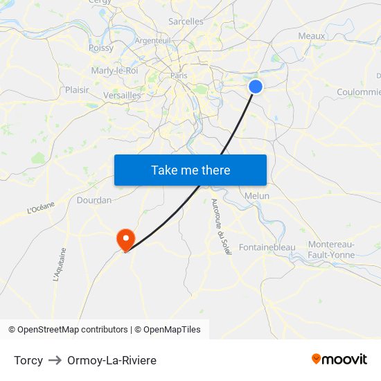 Torcy to Ormoy-La-Riviere map