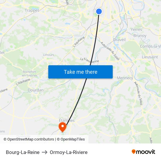 Bourg-La-Reine to Ormoy-La-Riviere map