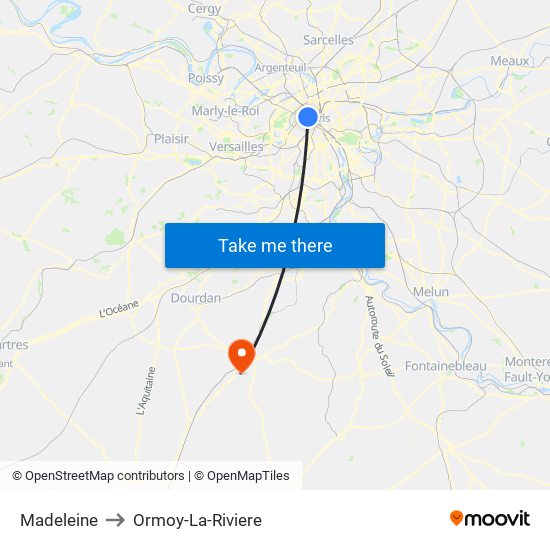 Madeleine to Ormoy-La-Riviere map