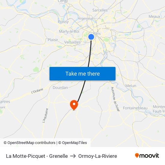 La Motte-Picquet - Grenelle to Ormoy-La-Riviere map
