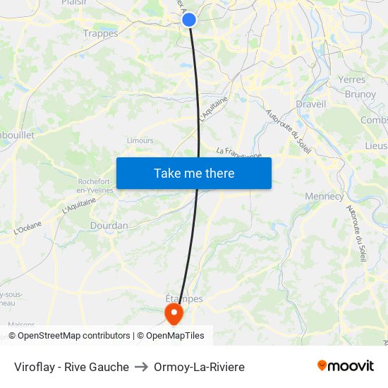 Viroflay - Rive Gauche to Ormoy-La-Riviere map
