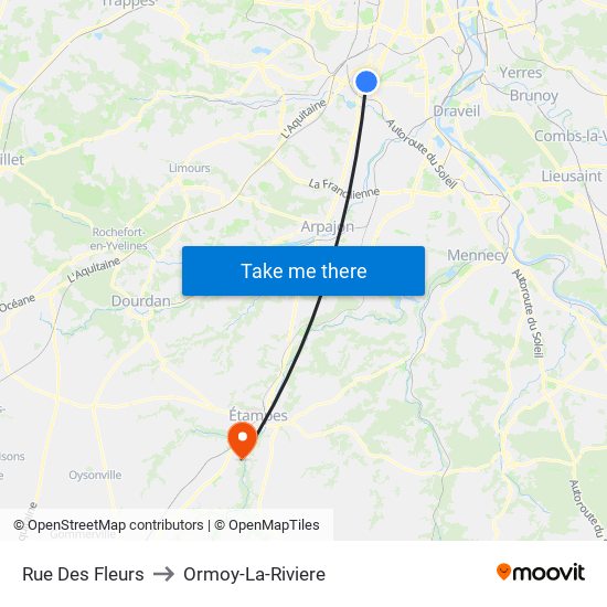 Rue Des Fleurs to Ormoy-La-Riviere map