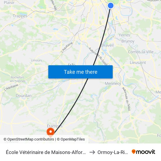 École Vétérinaire de Maisons-Alfort - Métro to Ormoy-La-Riviere map